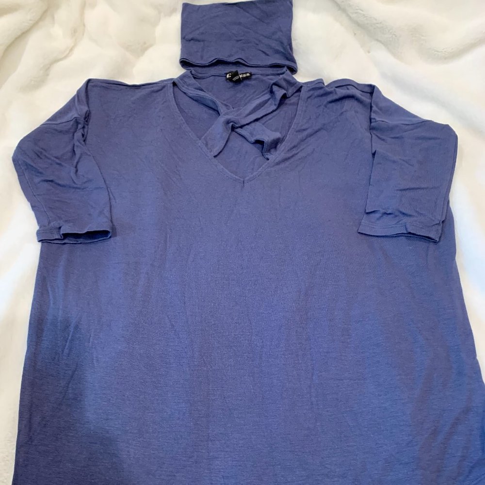 COPY - Express Cross Front Mock Neck Top